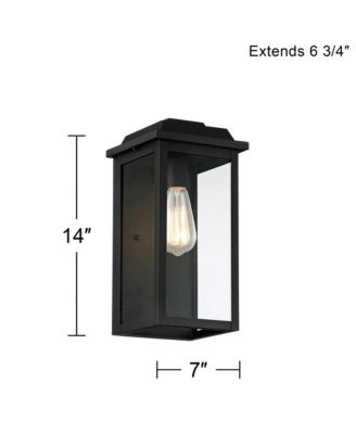 Eastcrest Modern Outdoor Wall Light Fixtures Set of 2 Textured Black Metal 14" Clear Glass for Post Exterior Barn Deck House