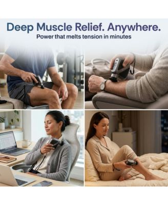 Pulse Go Portable Massage Gun with Adjustable Intensity and Interchangeable Heads for Targeted Muscle Relief