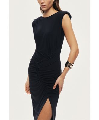 Women's Ruched Side-Slit Maxi Dress