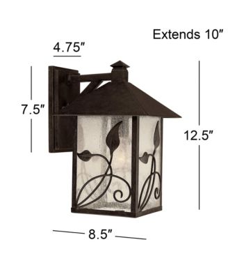 French Garden Rustic Farmhouse Outdoor Wall Light Fixtures Set of 2 Metal 12 1/2" Clear Seedy Glass for Post Exterior