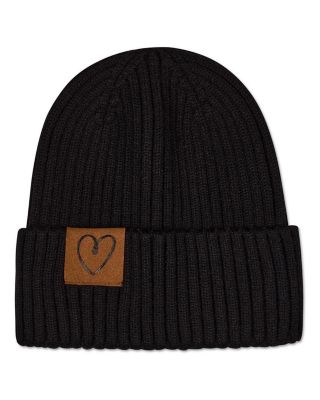MeMoi Kids Cozy Heart-Patch Ribbed Rayon-Blend Knit Beanie - Black 28$