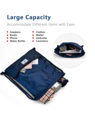 Drawstring Backpack String Bag with Zipper Pocket Foldable Design