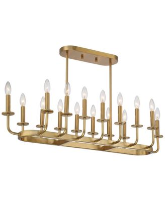 Soft Gold Linear Pendant Chandelier 38 3/4" Wide Modern Open Frame 16-Light Fixture for Kitchen Island Dining Room House