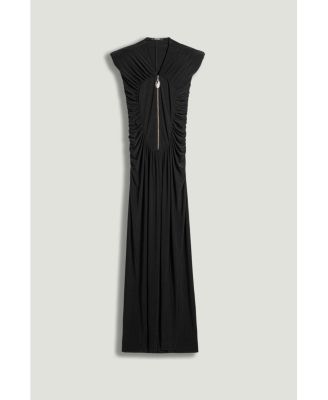 Women's Ruched Deep V-Neck Maxi Dress