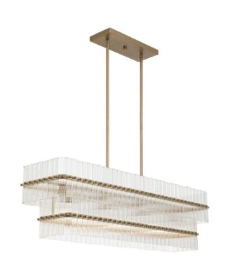 Possini Euro Emerson 36"W Matte Brass 4-Light Linear Island Pendant