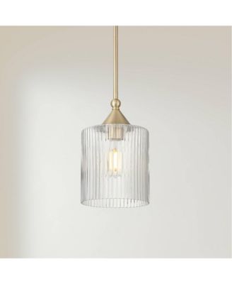 Possini Euro Krakow 7"W Satin Brass Fluted Glass Mini Pendant Light