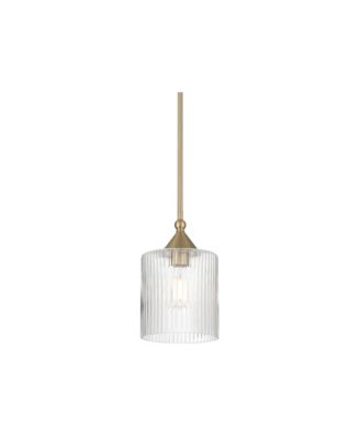 Possini Euro Krakow 7"W Satin Brass Fluted Glass Mini Pendant Light