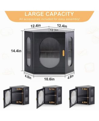 Wooden Bread Box 2 Layer Corner Storage Adjustable Divider Magnetic Closure Farmhouse Vintage