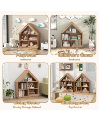 3-Tier House-Shaped Toy Storage Organizer with Open Shelves