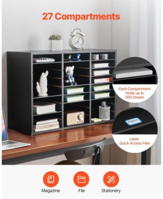 Literature Organizer, 27 Compartments Office Mailbox with Removable Shelves, Wooden Mailbox Sorter Particle Board Office Home Classroom Storage
