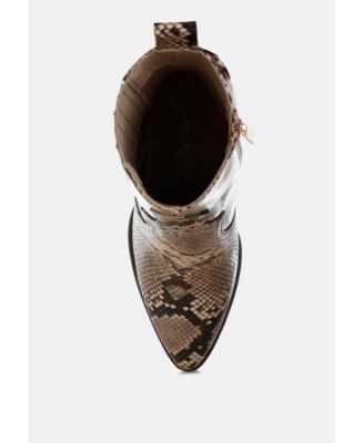 Womens Cornus Snake Print Ankle Boots