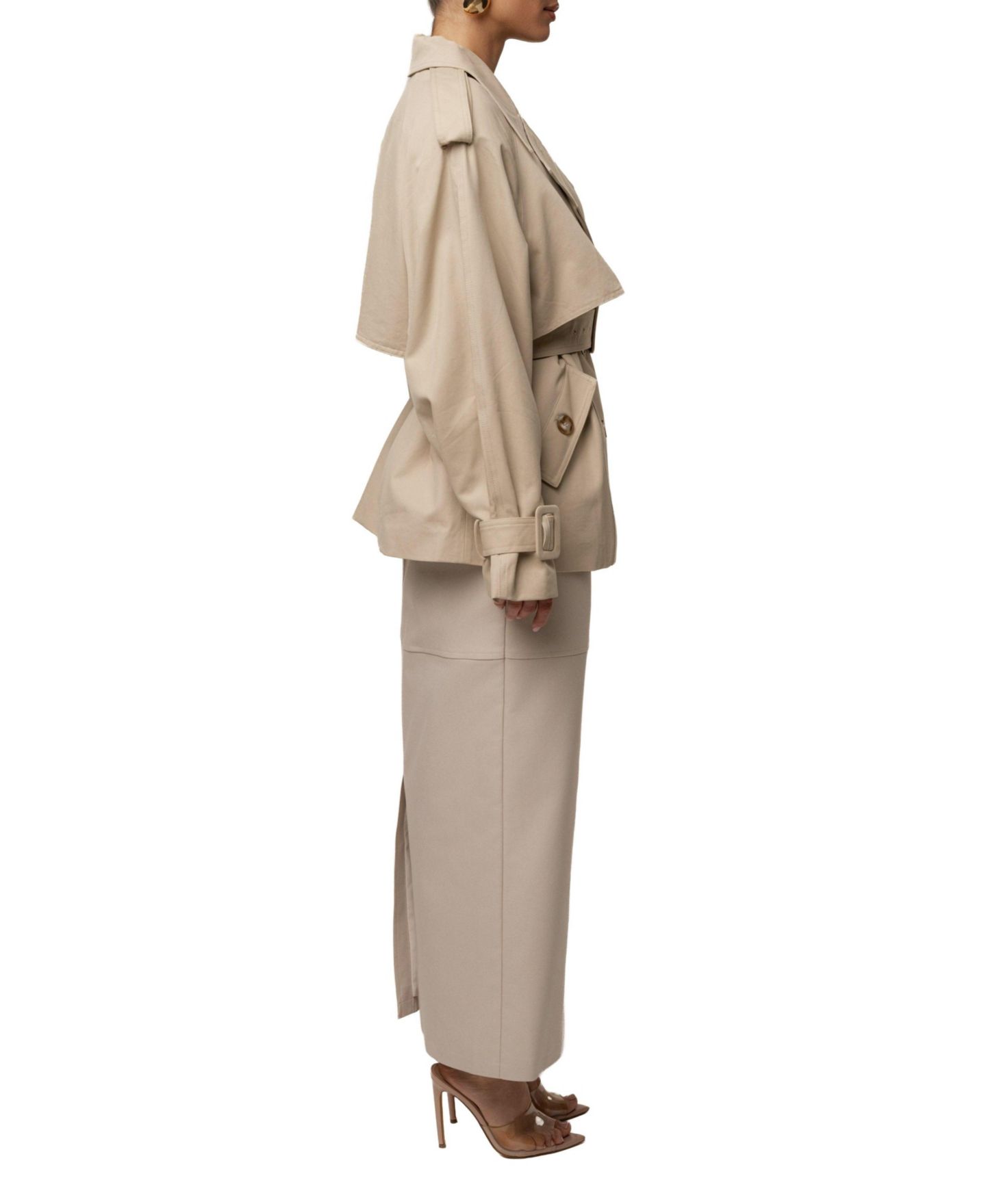 Женское пальто JLUXLABEL Classic Oversized Trench, цвет: Бежевый — фото 6