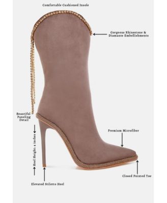 Womens Sitarah Sequin Embellished Metallic Long Boots