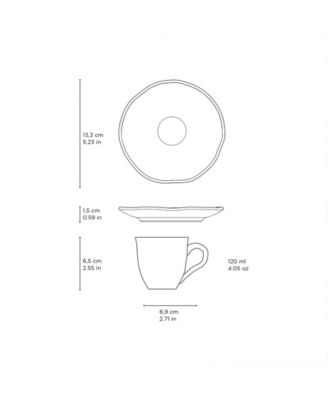 Stoneware Coffee Cup and Saucer Set, Service for 6