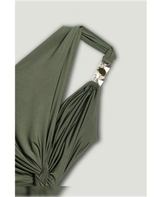 Women's Draped Halter Mini Dress