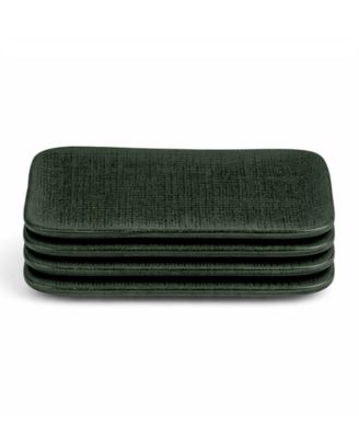 10.63" Stoneware Medium Rectangular Juta Platters, Set of 4