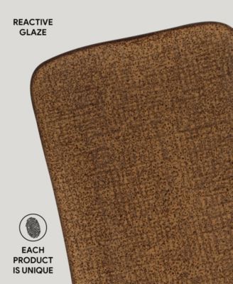 10.63" Stoneware Medium Rectangular Juta Platters, Set of 4