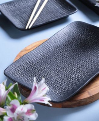 7" Stoneware Rectangular Juta Platters, Set of 4