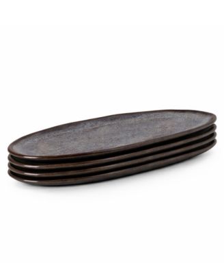 14.17" Stoneware Large Shallow Oval Platters, Set of 4