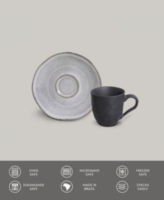 Stoneware Coffee Cup and Saucer Set, Service for 6