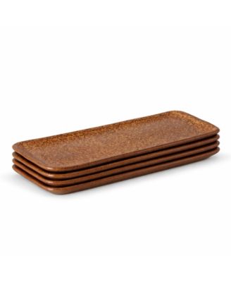 8.6" Stoneware Rectangular Platters, Set of 4