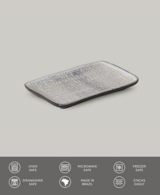 7" Stoneware Rectangular Juta Platters, Set of 4