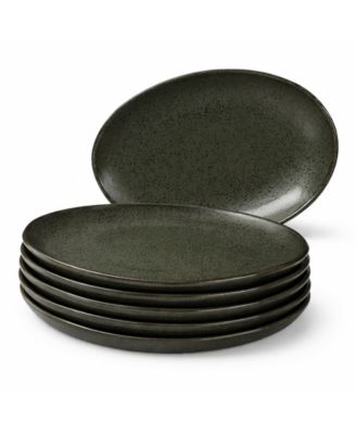 Stoneware Oval Dessert Plates, Set of 6