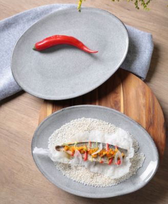 Stoneware Oval Dessert Plates, Set of 6