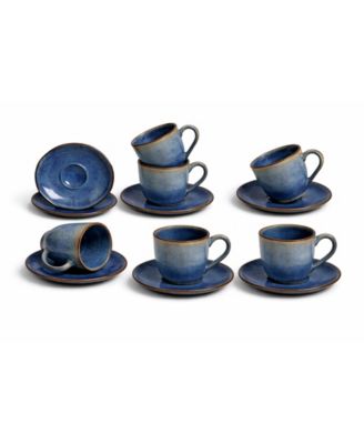 Stoneware Coffee Cup and Saucer Set, Service for 6