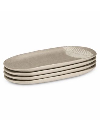 Seiva Stoneware Large Shallow Oval Platters, Set of 4