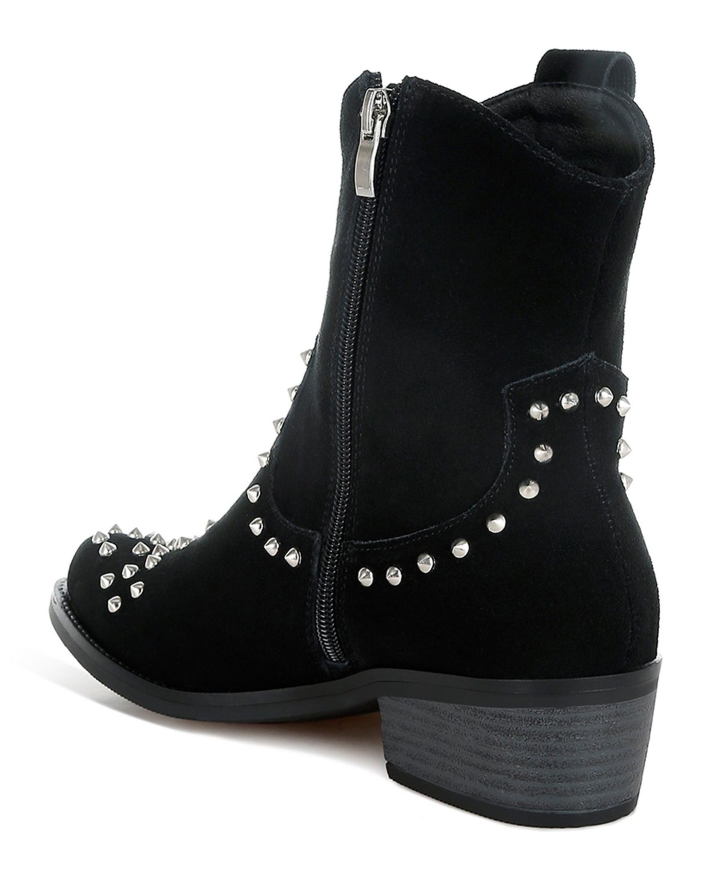 Женские ботинки Rag & Co Hira Studs Embellished Cowboy, цвет: Чёрный — фото 9