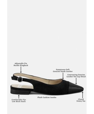 Rag and Co Womens Uwaha Genuine Leather and Real Suede Slingback Flats