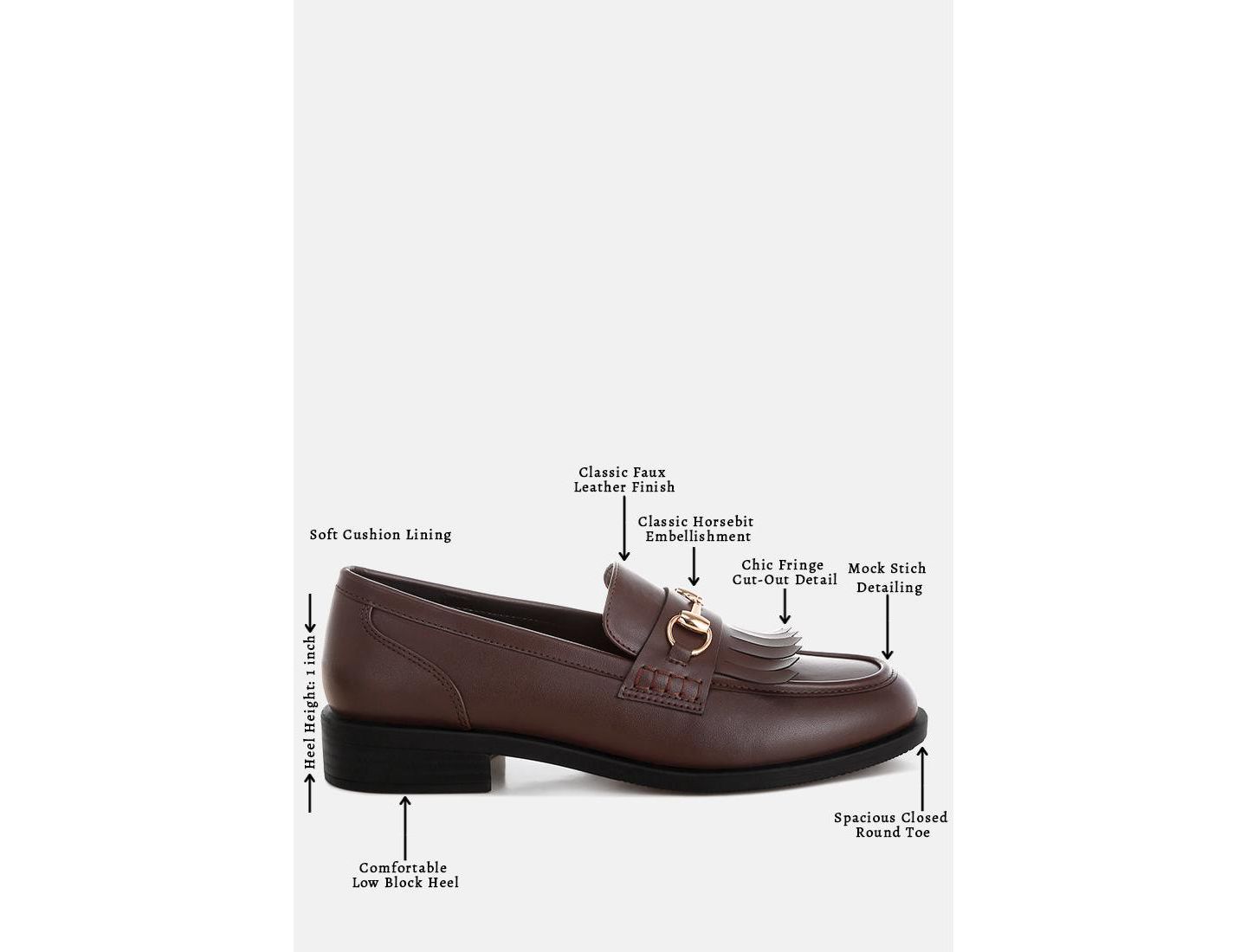 Женские туфли London Rag Enola Low Block Heel, цвет: Коричневая искусственная кожа — фото 7