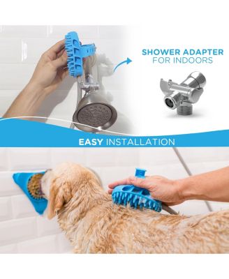 Dog Bath Brush Sprayer with 8ft Hose Silicone Rubber Scrubber All-in-One Pet Bathing Tool