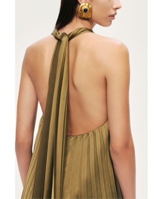 Women's Pleated Halter Maxi Dress