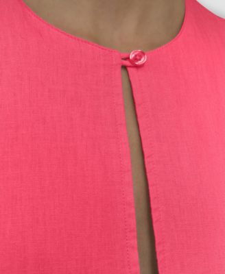 Women's Sleeveless Keyhole Crewneck Tiered Maxi Dress