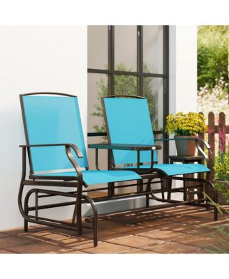 2-Person Outdoor Glider Bench with Center Table,