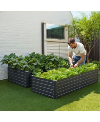 Large Galvalume Raised Garden Bed, 6.7 x 3 x 1.5 ft Metal Planter Box with Rolled Edges