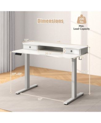 Electric Standing Desk 48 x 24 in with 2 Drawers