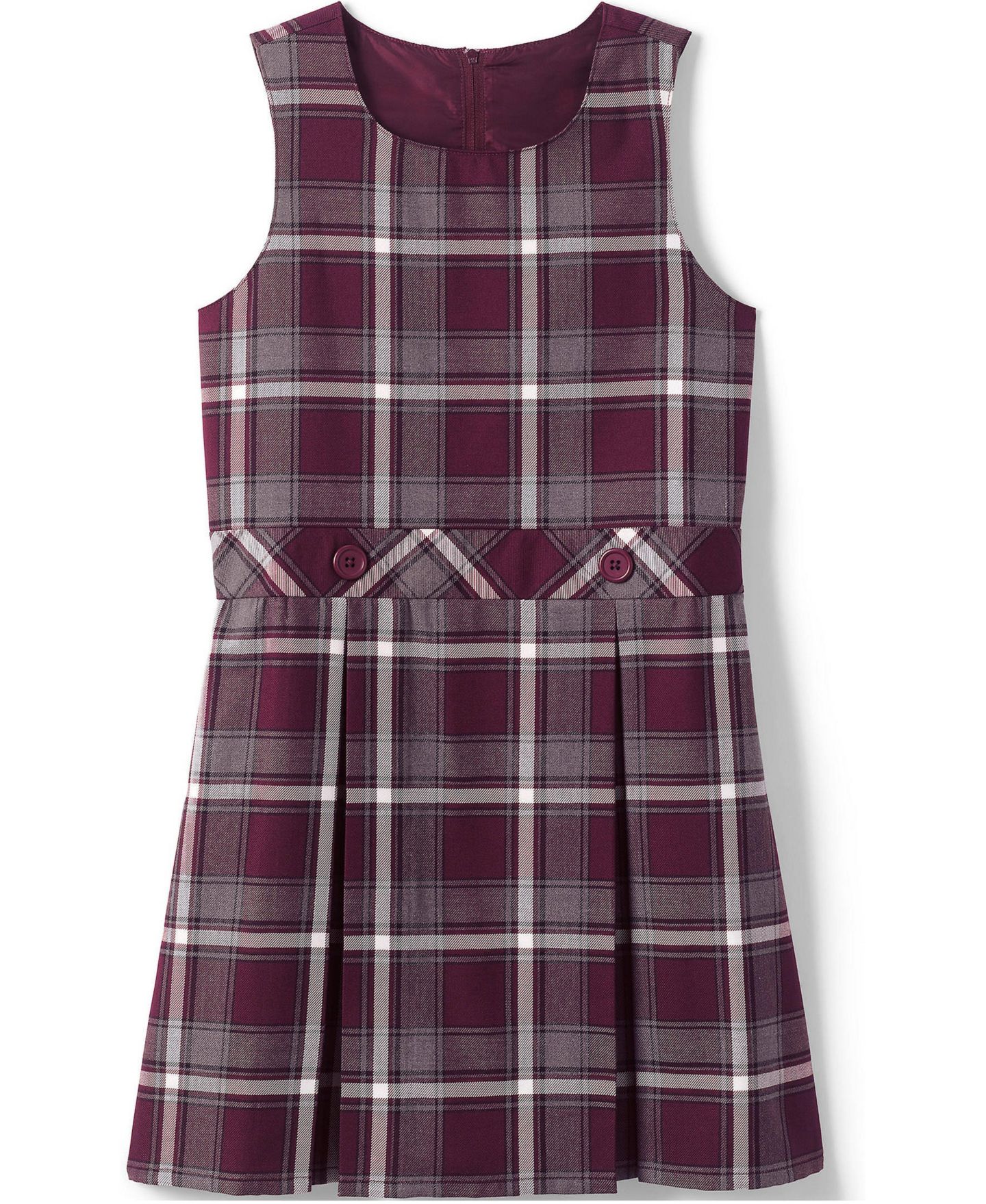 Платья Lands' End Plaid Jumper Top of Knee для девочек, цвет: Бордовый / Серый клетчатый — фото 6