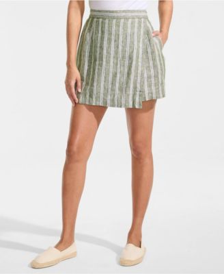 Lands End Womens Linen Above the Knee Skort - Artichokewhite double stripe 56$