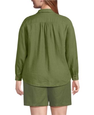 Plus Size Linen Long Sleeve Feminine Shirt