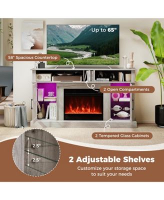 58-Inch Fireplace TV Stand with LED Ambiance for TVs Up to 65 Inches