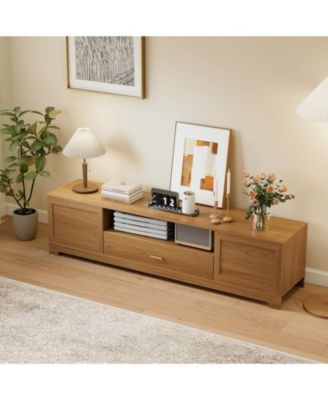 Farmhouse Rustic 71-Inch TV Stand with Cabinets and Drawer