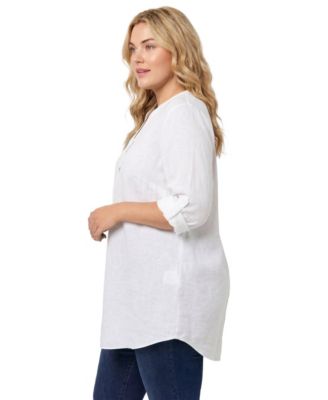 Women's Within Rayon 7-Day Three-Quarter Sleeve Tab-Front Tunic Top