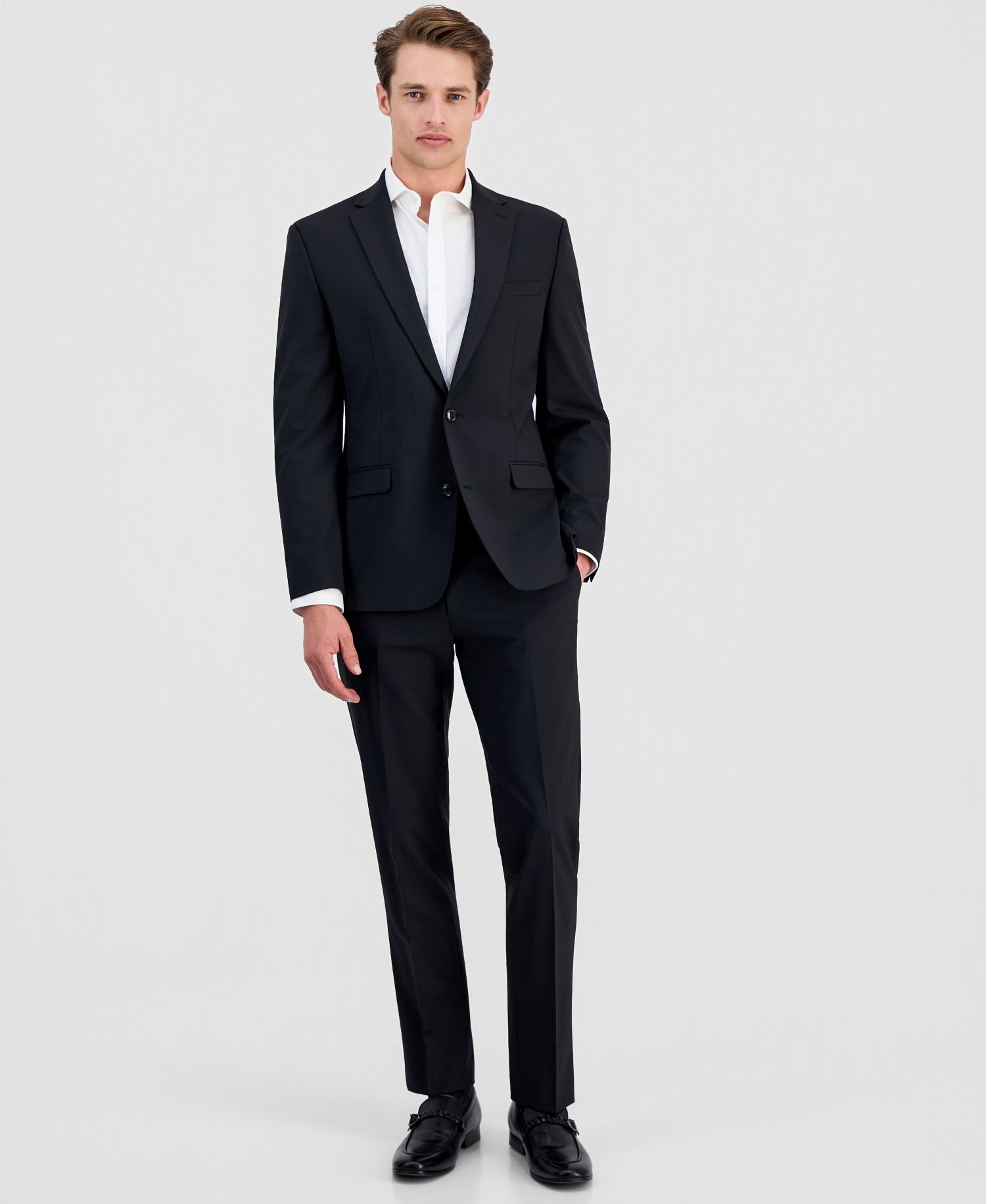 Men's Slim-Fit Solid Wool Suit Separates