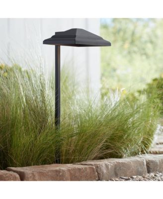 Basset High Modern Outdoor Landscape Path Light Porch House LED Bulb Textured Finish Metal Shade