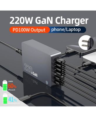 6-Port GaN Desktop Charging Station - 220W Fast Charger with PD & QC
