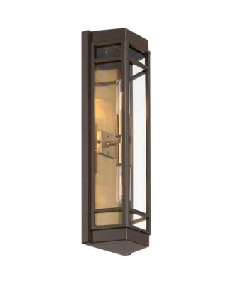 Catie High Modern 2-Light Outdoor Wall Light Fixture Mount Porch House Sand Brass Finish Aluminum