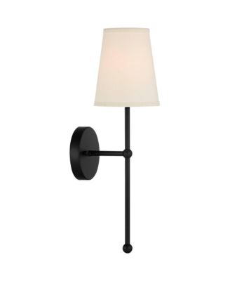 Elena Modern Wall Light Sconces Set of 2 Matte Metal Hardwire 6" Fixture Cream Linen Shade for Bedroom Living Room Hallway